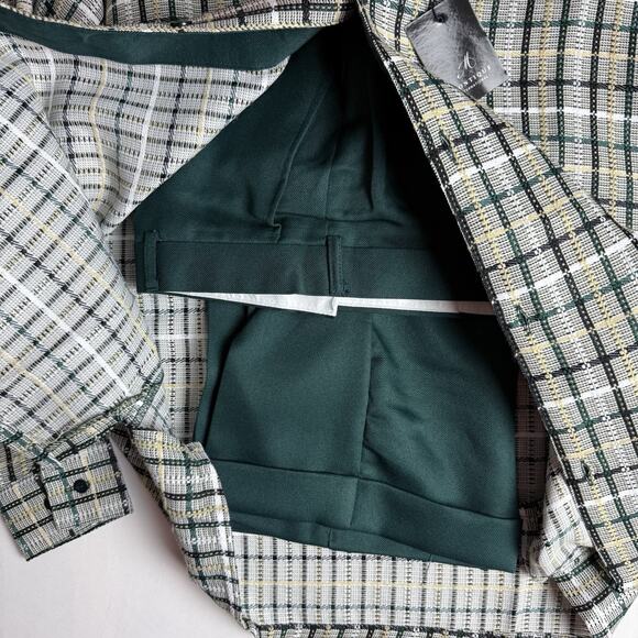 NWT Montique‎ Travel Line Shirt Mens L 42 Green Plaid Long Sleeve Button Down - Picture 4 of 9